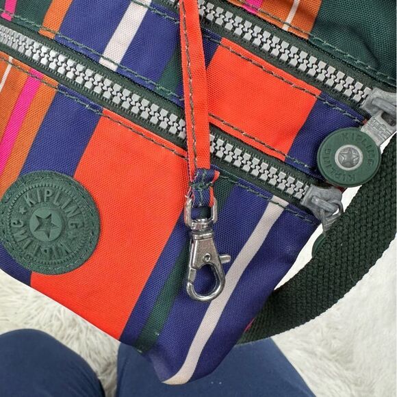Kipling Alvar Rainbow Striped Nylon Crossbody Purse - Picture 8 of 12